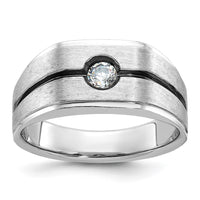 14k White Gold w/ Blk RH 1/5 ct Lab Grown Dia VS/SI+ G+ Complete Men's Ring