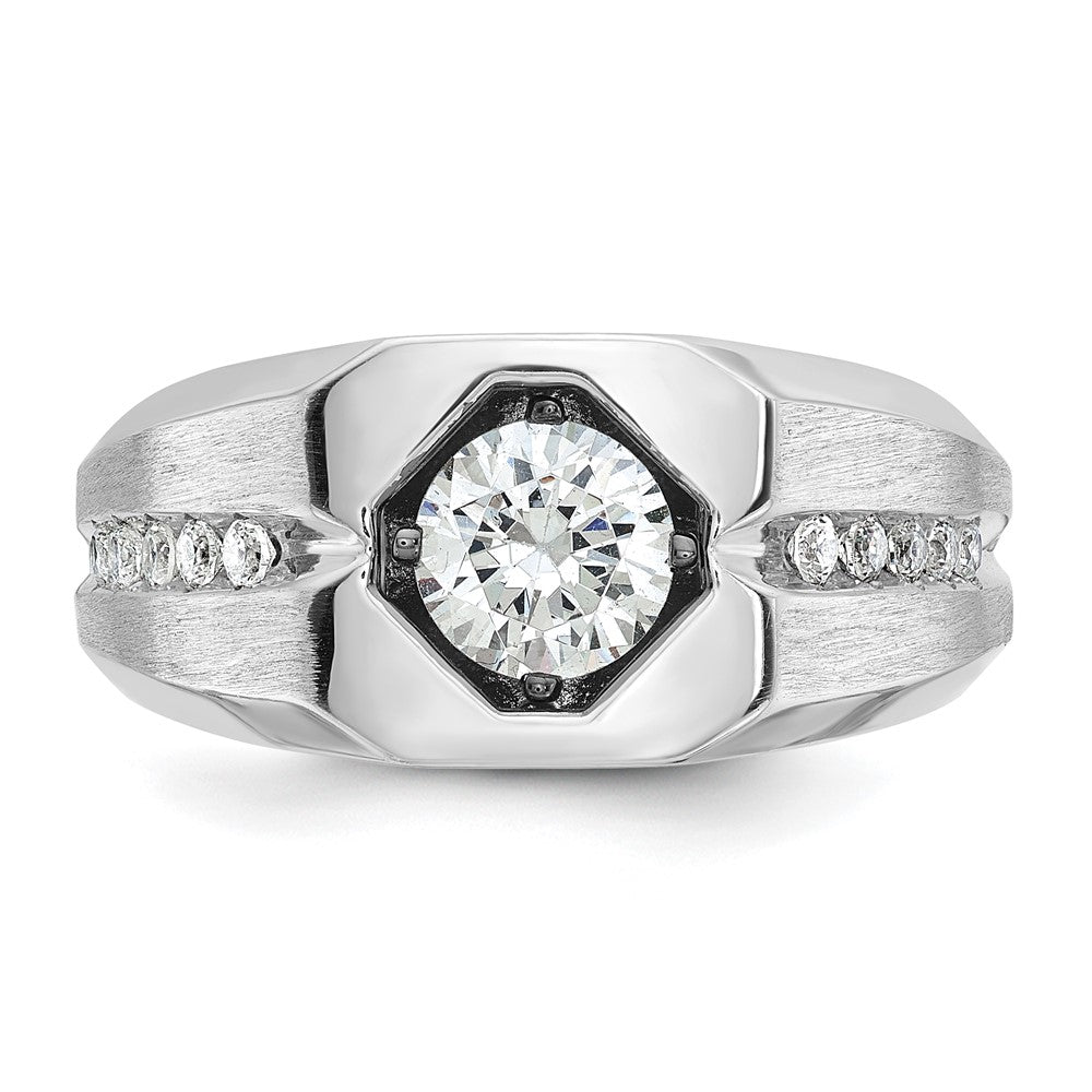 14k White Gold 1 1/5 ct Lab Grown Diamond VS/SI+ G+ Complete Men's Ring