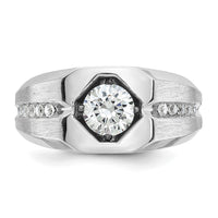 14k White Gold 1 1/5 ct Lab Grown Diamond VS/SI+ G+ Complete Men's Ring