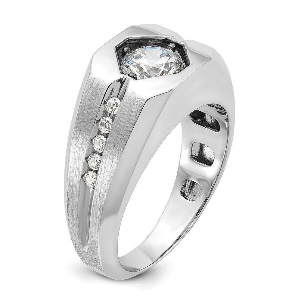 14k White Gold 1 1/5 ct Lab Grown Diamond VS/SI+ G+ Complete Men's Ring