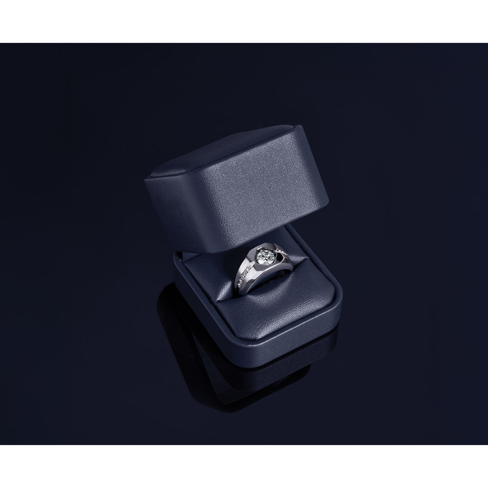 14k White Gold 1 1/5 ct Lab Grown Diamond VS/SI+ G+ Complete Men's Ring