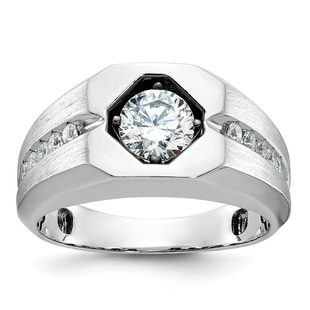 14k White Gold 1 1/5 ct Lab Grown Diamond VS/SI+ G+ Complete Men's Ring
