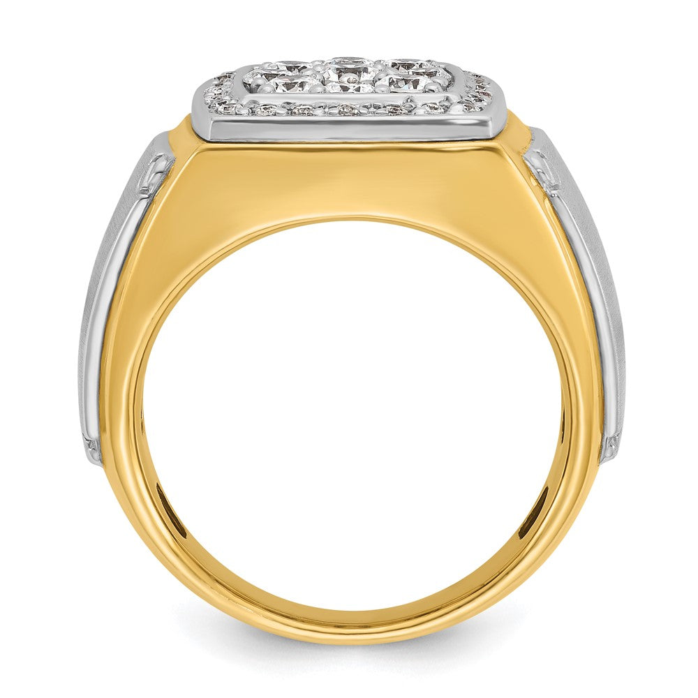 14k Two Tone 1 ct Lab Grown Diamond VS/SI+ G+ Men's Cluster Ring