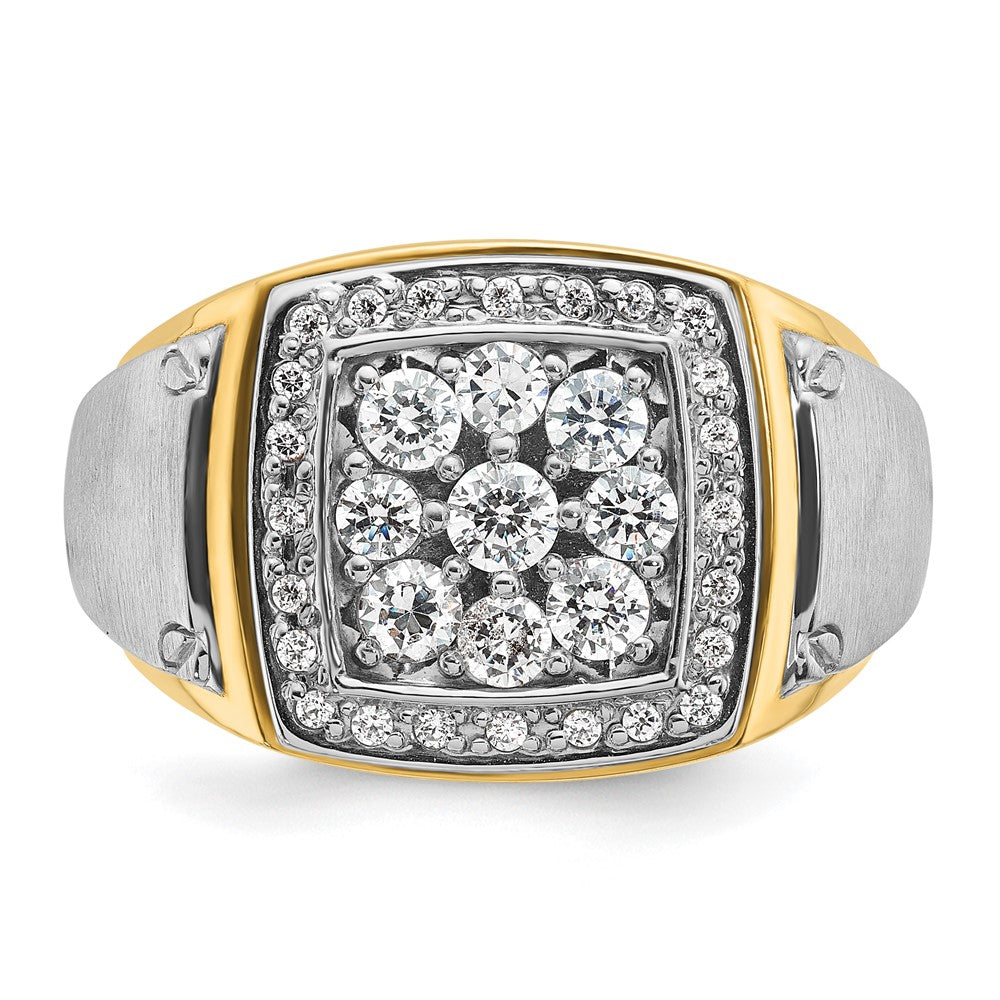 14k Two Tone 1 ct Lab Grown Diamond VS/SI+ G+ Men's Cluster Ring