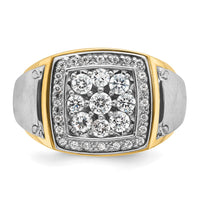 14k Two Tone 1 ct Lab Grown Diamond VS/SI+ G+ Men's Cluster Ring