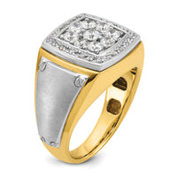 14k Two Tone 1 ct Lab Grown Diamond VS/SI+ G+ Men's Cluster Ring