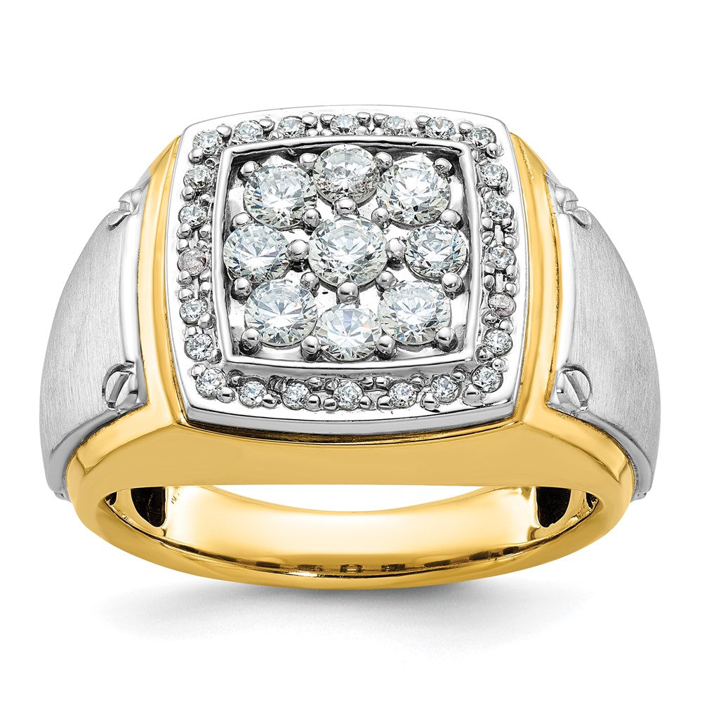 14k Two Tone 1 ct Lab Grown Diamond VS/SI+ G+ Men's Cluster Ring