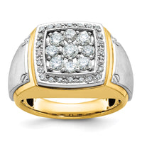 14k Two Tone 1 ct Lab Grown Diamond VS/SI+ G+ Men's Cluster Ring