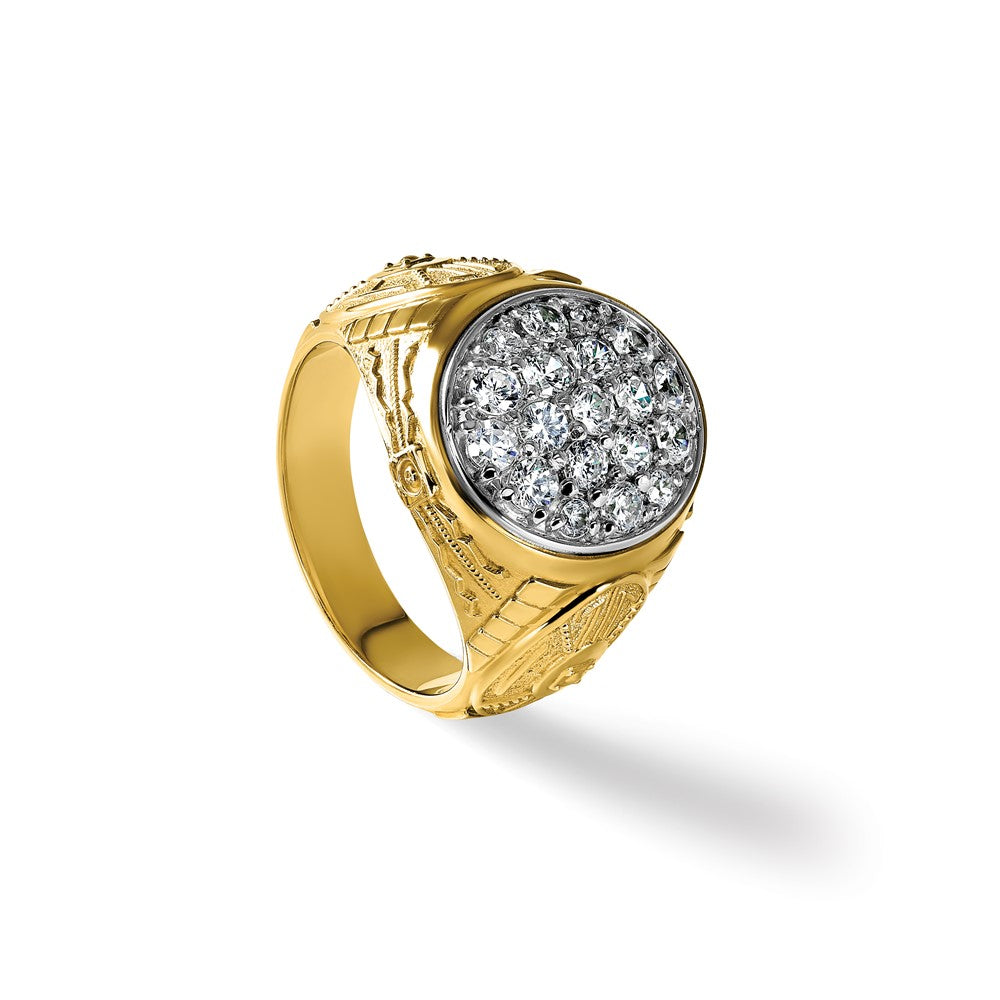 14k Two-Tone 1 5/8 ct Lab Grown Dia VS/SI+ G+ Comp Oval Men's Cluster Ring