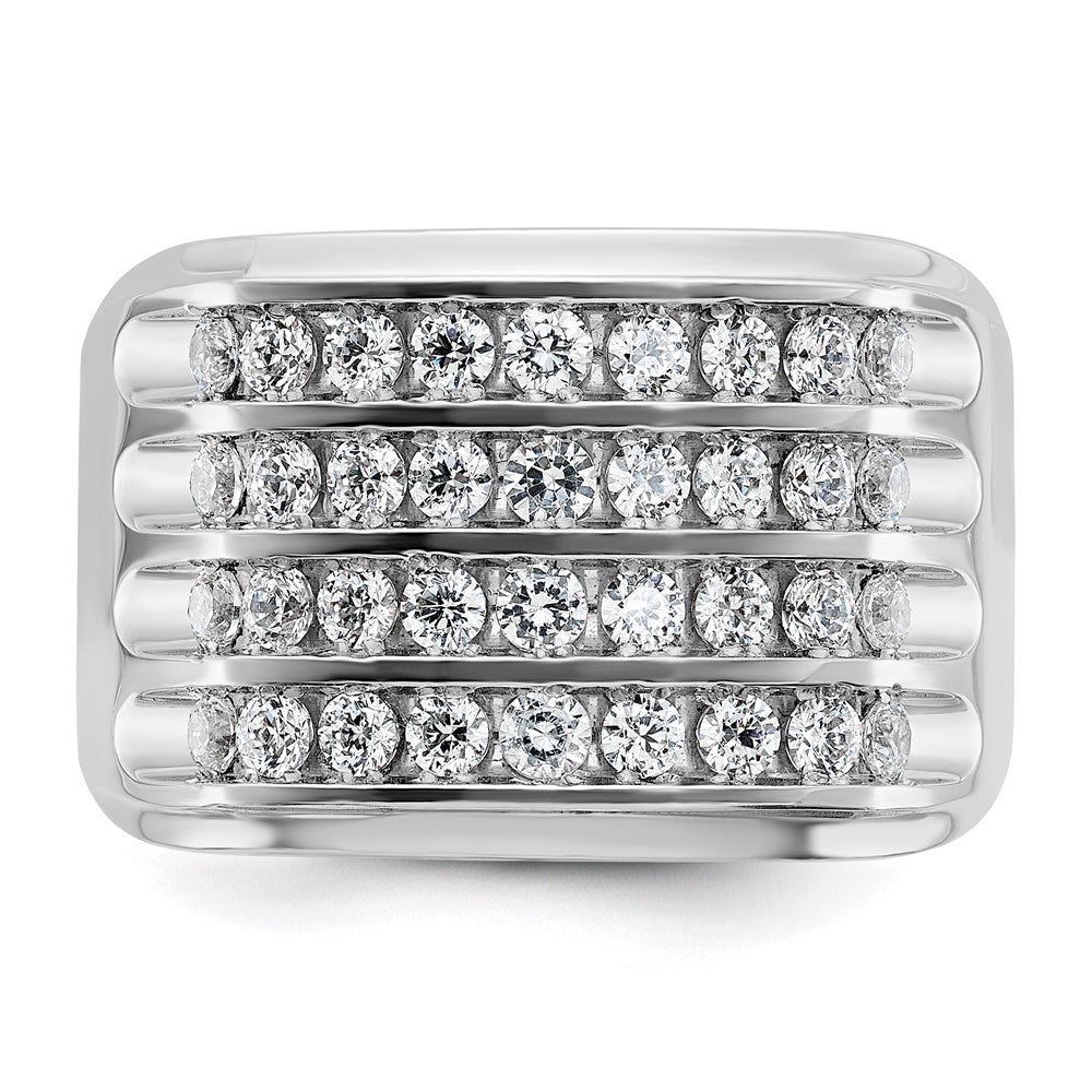 14k White Gold 1 5/8 ct Lab Grown Diamond VS/SI+ G+ 4 Row Men's Ring