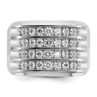 14k White Gold 1 5/8 ct Lab Grown Diamond VS/SI+ G+ 4 Row Men's Ring