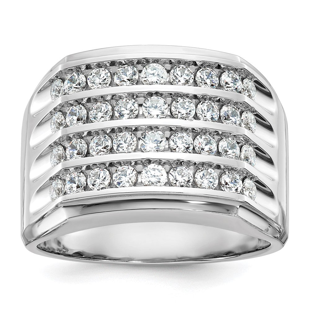 14k White Gold 1 5/8 ct Lab Grown Diamond VS/SI+ G+ 4 Row Men's Ring