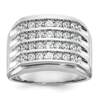 14k White Gold 1 5/8 ct Lab Grown Diamond VS/SI+ G+ 4 Row Men's Ring