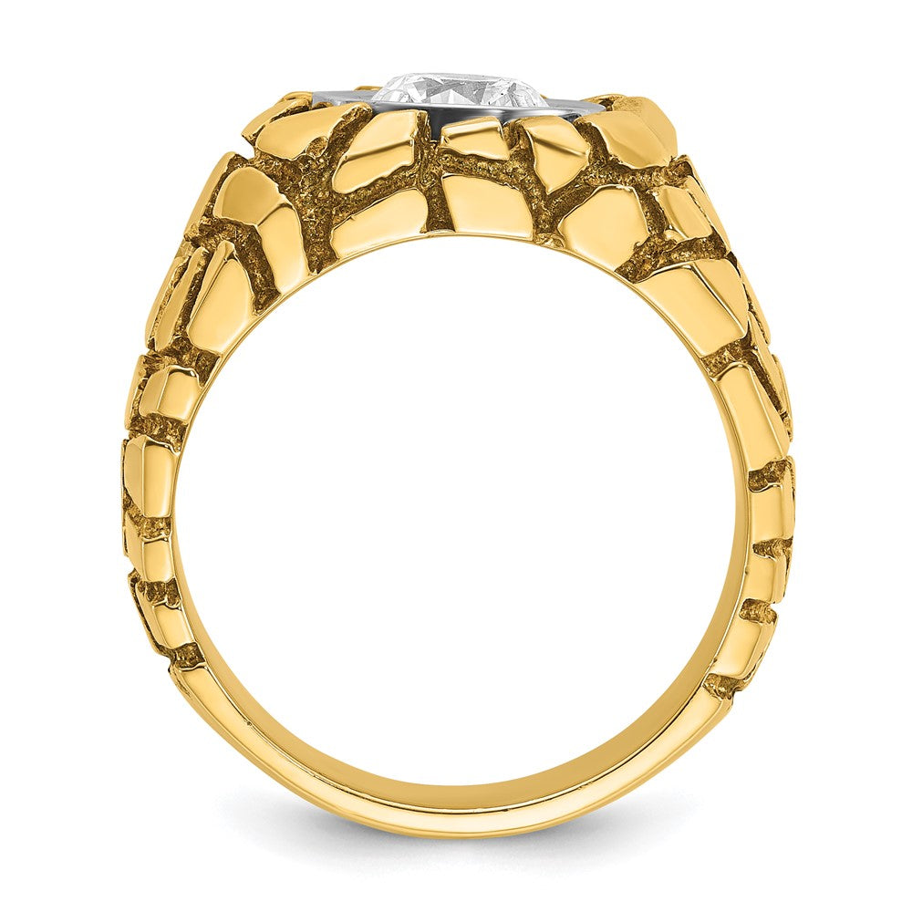 14k Two Tone 1 ct Lab Grown Diamond VS+ F+ Complete Men's Nugget Ring