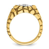 14k Two Tone 1 ct Lab Grown Diamond VS+ F+ Complete Men's Nugget Ring