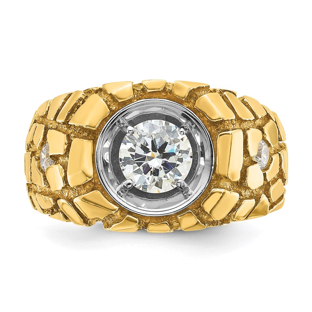 14k Two Tone 1 ct Lab Grown Diamond VS+ F+ Complete Men's Nugget Ring