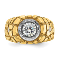 14k Two Tone 1 ct Lab Grown Diamond VS+ F+ Complete Men's Nugget Ring