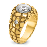 14k Two Tone 1 ct Lab Grown Diamond VS+ F+ Complete Men's Nugget Ring