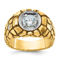 14k Two Tone 1 ct Lab Grown Diamond VS+ F+ Complete Men's Nugget Ring