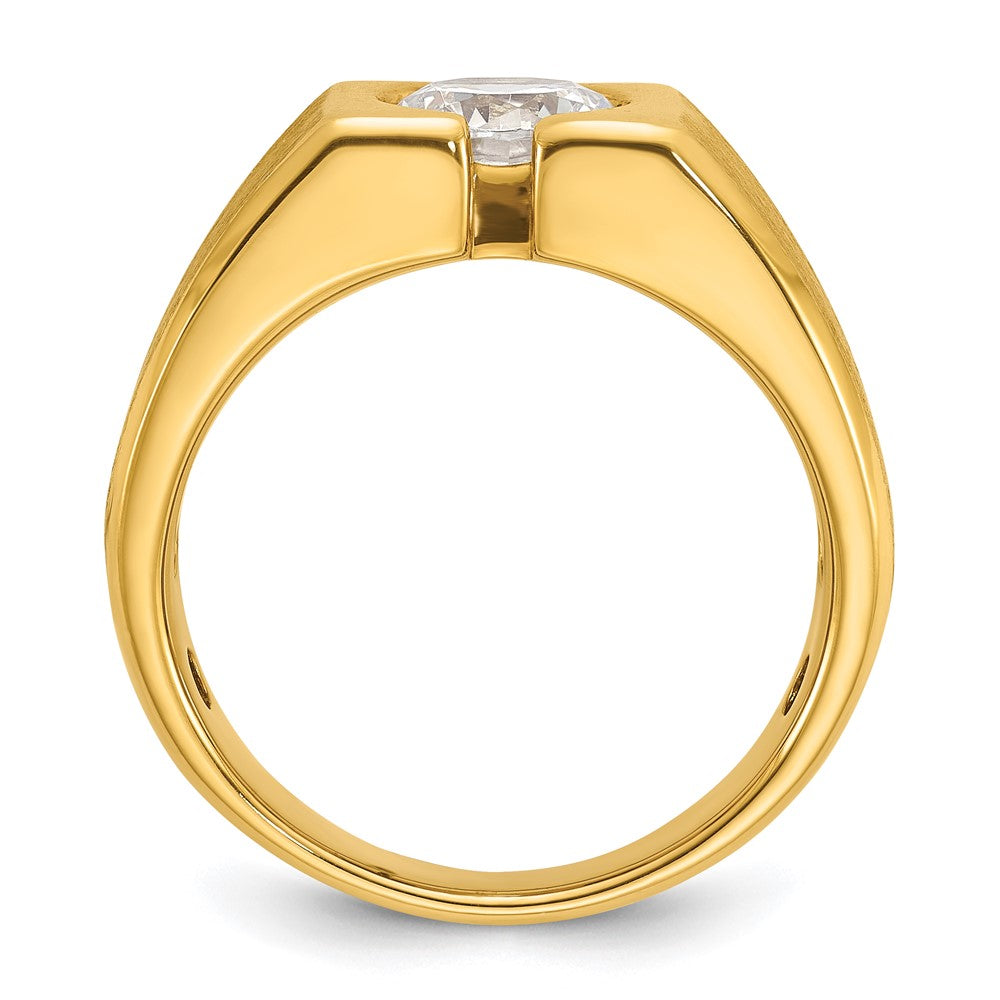 14k 1 ct Lab Grown Dia VS/SI+ G+ Complete Polished & Satin Men's Ring