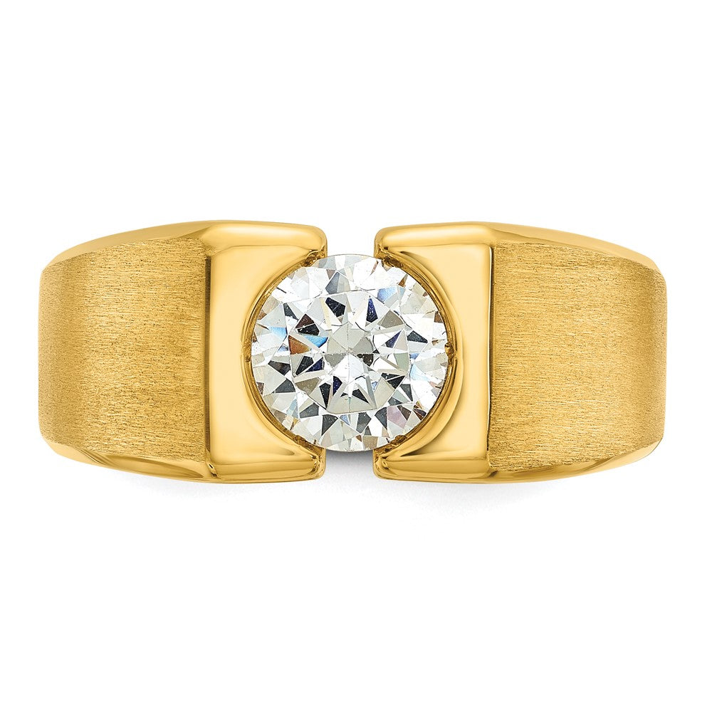 14k 1 ct Lab Grown Dia VS/SI+ G+ Complete Polished & Satin Men's Ring