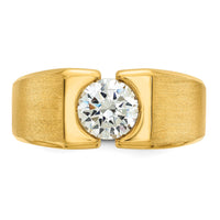 14k 1 ct Lab Grown Dia VS/SI+ G+ Complete Polished & Satin Men's Ring