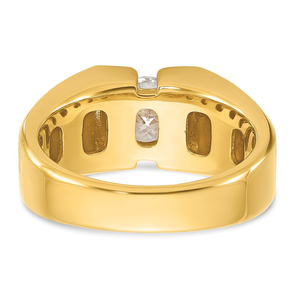14k 1 ct Lab Grown Dia VS/SI+ G+ Complete Polished & Satin Men's Ring