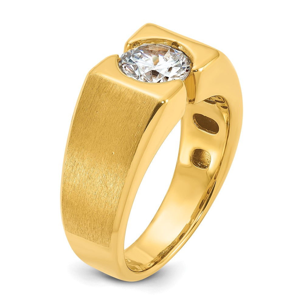 14k 1 ct Lab Grown Dia VS/SI+ G+ Complete Polished & Satin Men's Ring
