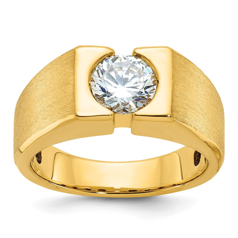 14k 1 ct Lab Grown Dia VS/SI+ G+ Complete Polished & Satin Men's Ring