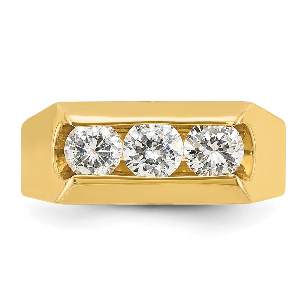 14k 1 ct Lab Grown Diamond VS/SI+ G+ Complete 3 Stone Men's Ring