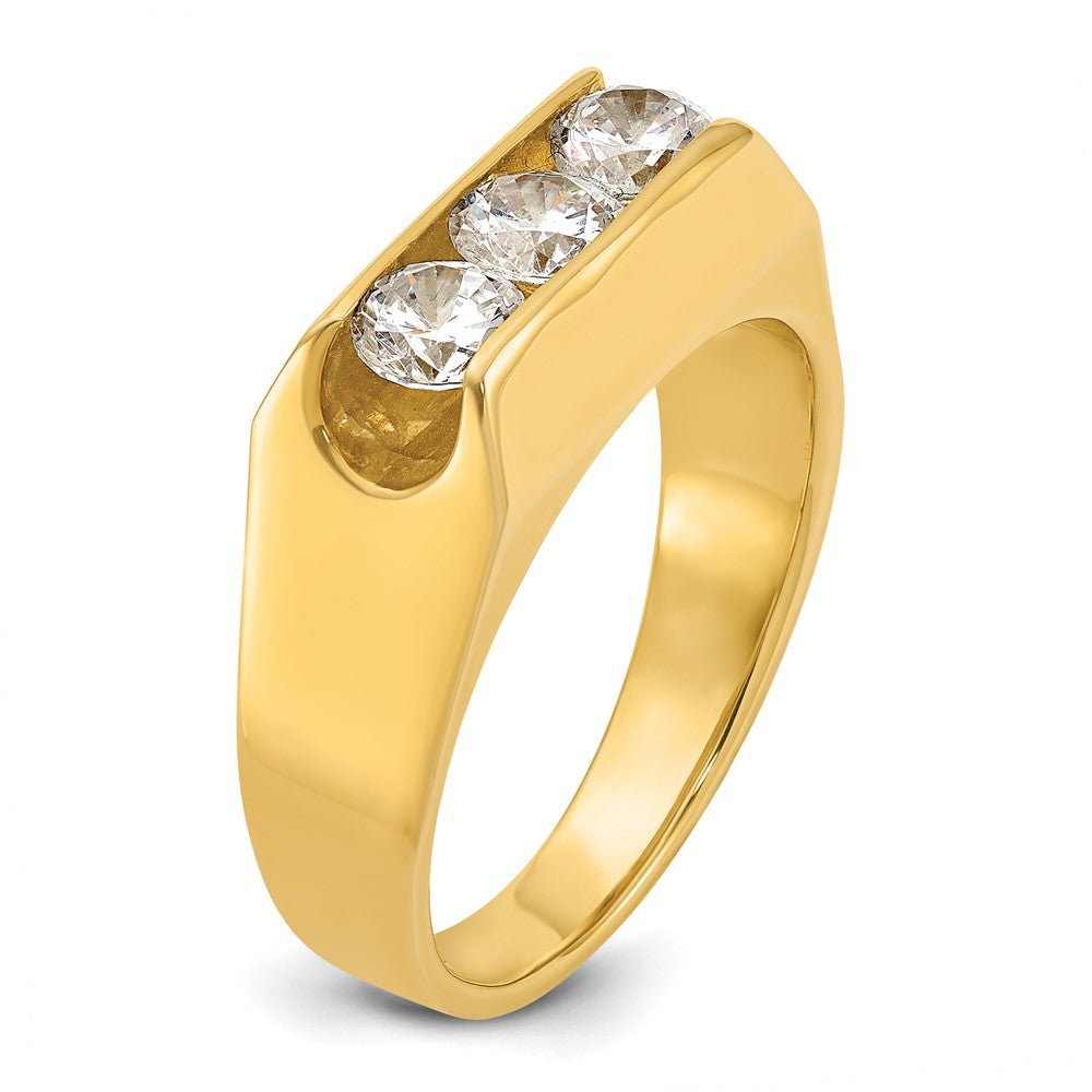 14k 1 ct Lab Grown Diamond VS/SI+ G+ Complete 3 Stone Men's Ring