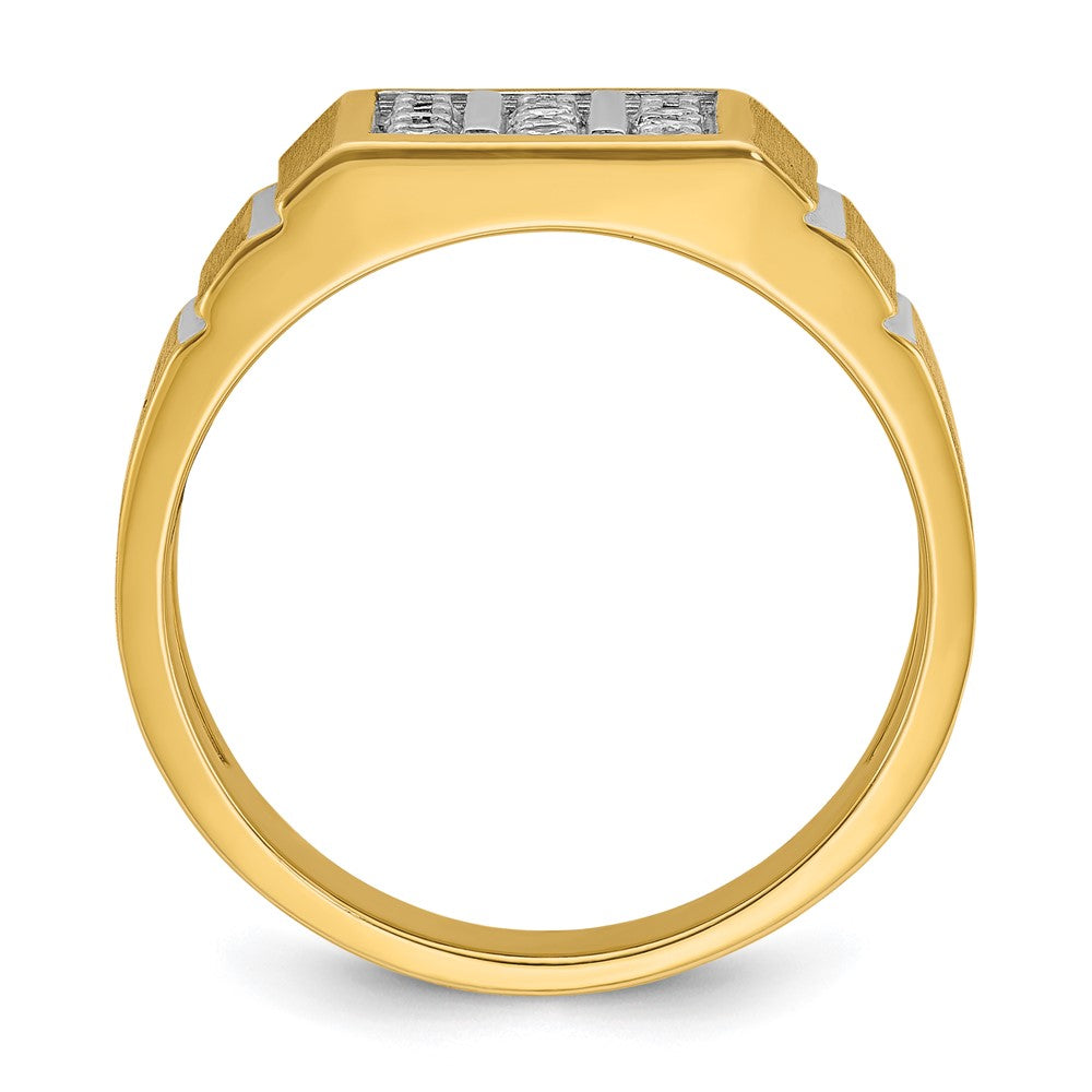 10k w/ White Rh 1/3 ct Lab Grown Dia VS/SI+ G+ 3 Row Men's Cluster Ring