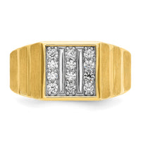 10k w/ White Rh 1/3 ct Lab Grown Dia VS/SI+ G+ 3 Row Men's Cluster Ring