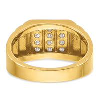 10k w/ White Rh 1/3 ct Lab Grown Dia VS/SI+ G+ 3 Row Men's Cluster Ring