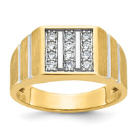 10k w/ White Rh 1/3 ct Lab Grown Dia VS/SI+ G+ 3 Row Men's Cluster Ring