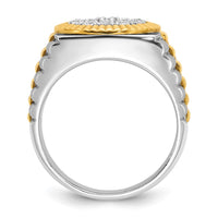 14k Two-Tone 1 1/6ct Lab Grown Dia VS/SI+ G+ Ribbed Men's Cluster Ring