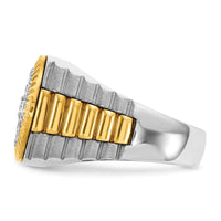 14k Two-Tone 1 1/6ct Lab Grown Dia VS/SI+ G+ Ribbed Men's Cluster Ring