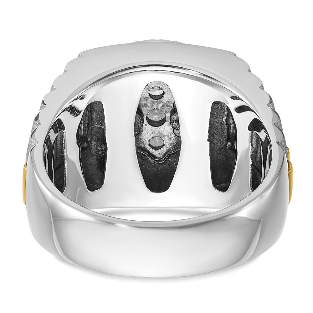 14k Two-Tone 1 1/6ct Lab Grown Dia VS/SI+ G+ Ribbed Men's Cluster Ring