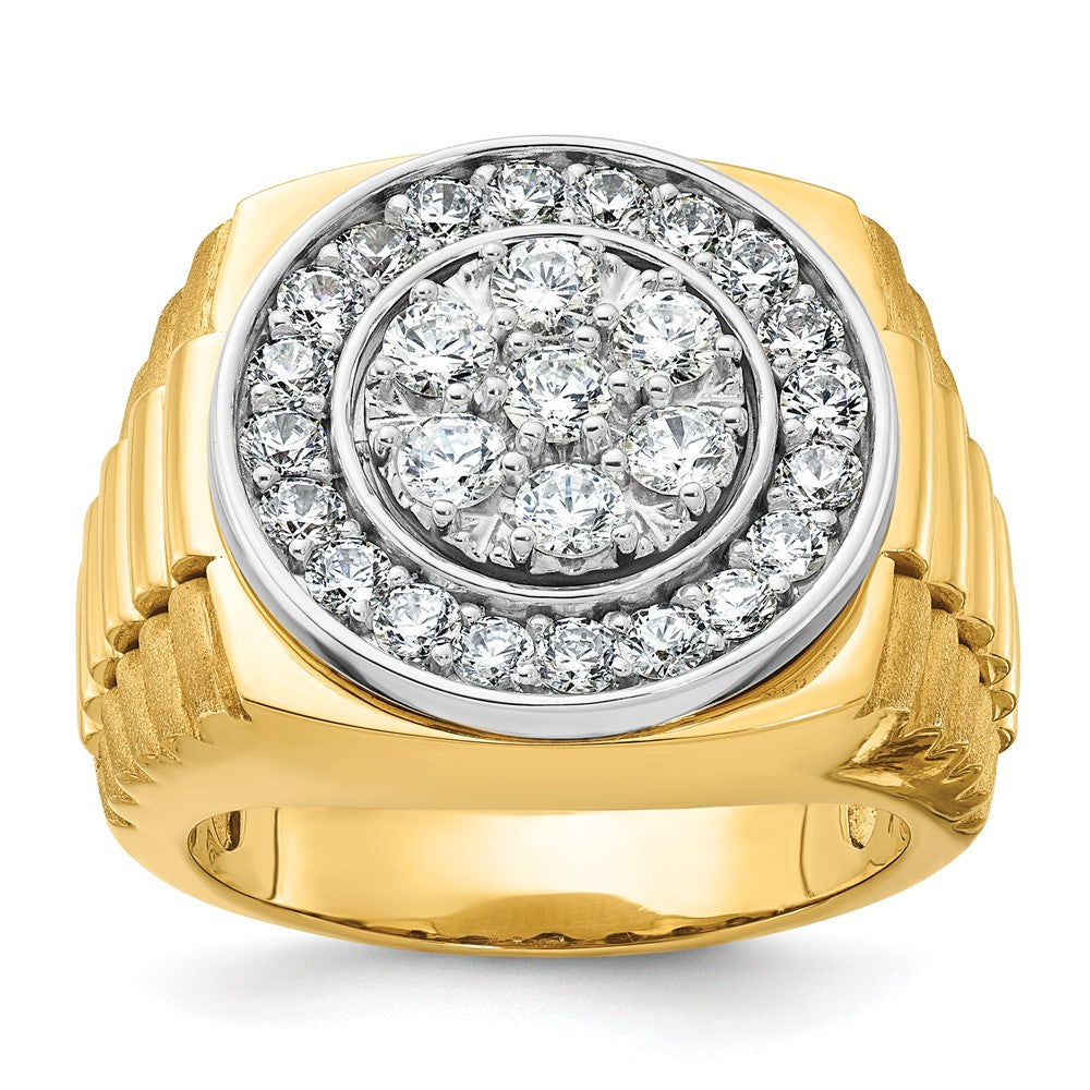 14k Two-Tone 1 7/8 ct Lab Grown Dia VS/SI+ G+ Comp Men's Cluster Ring