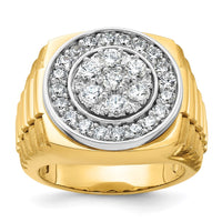 14k Two-Tone 1 7/8 ct Lab Grown Dia VS/SI+ G+ Comp Men's Cluster Ring