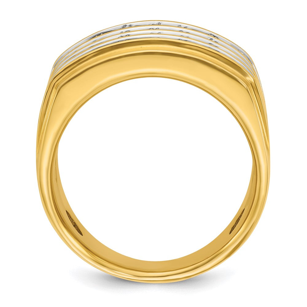 14k w/ White Rhodium 3 3/4 ct Lab Grown Dia VS/SI+ G+ 4 Row Men's Ring