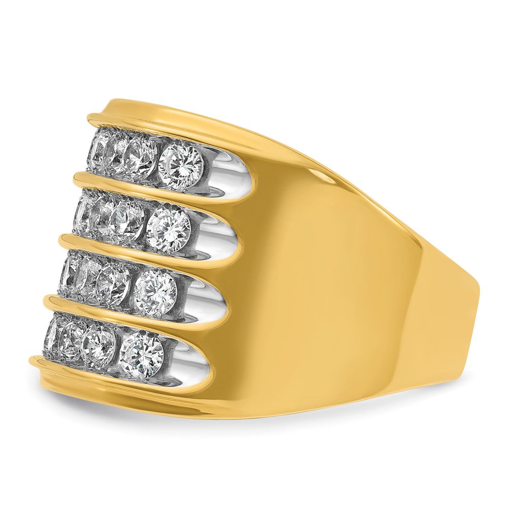 14k w/ White Rhodium 3 3/4 ct Lab Grown Dia VS/SI+ G+ 4 Row Men's Ring