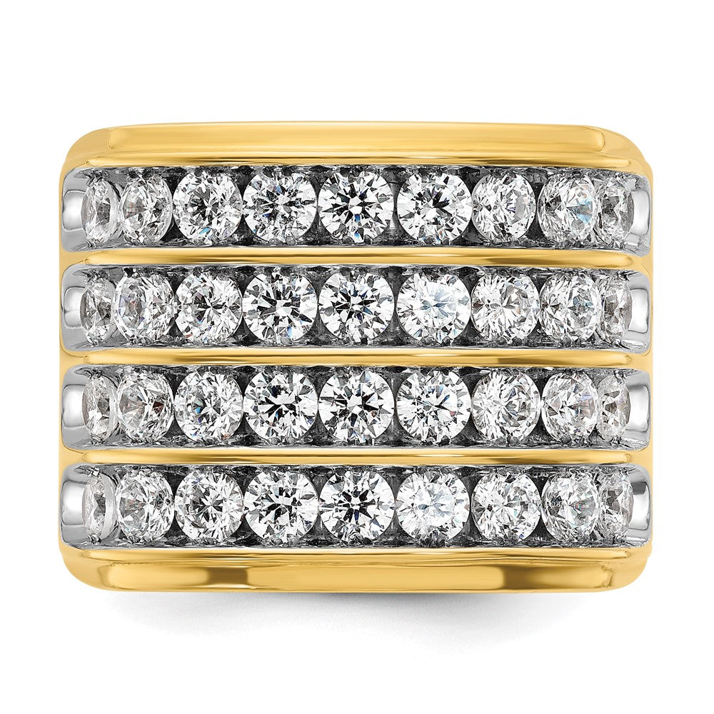 14k w/ White Rhodium 3 3/4 ct Lab Grown Dia VS/SI+ G+ 4 Row Men's Ring