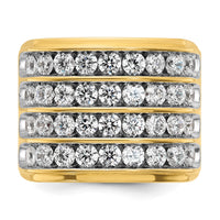 14k w/ White Rhodium 3 3/4 ct Lab Grown Dia VS/SI+ G+ 4 Row Men's Ring