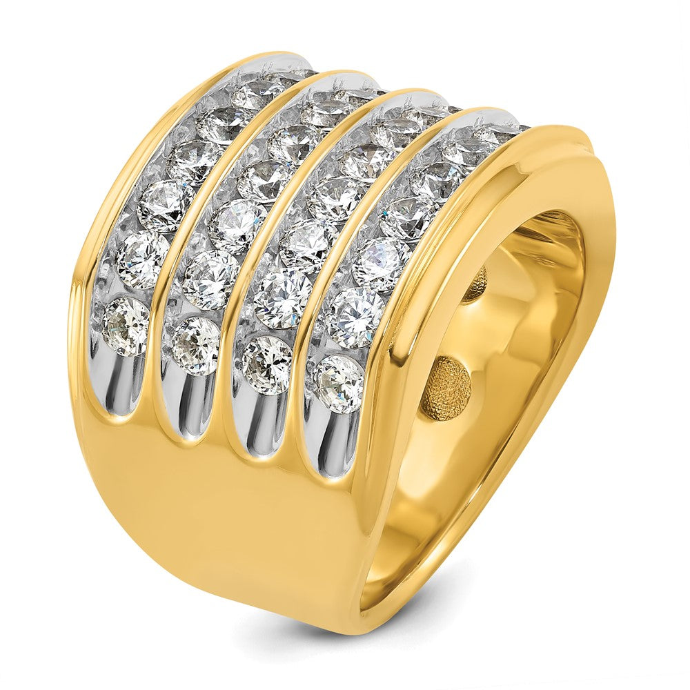 14k w/ White Rhodium 3 3/4 ct Lab Grown Dia VS/SI+ G+ 4 Row Men's Ring