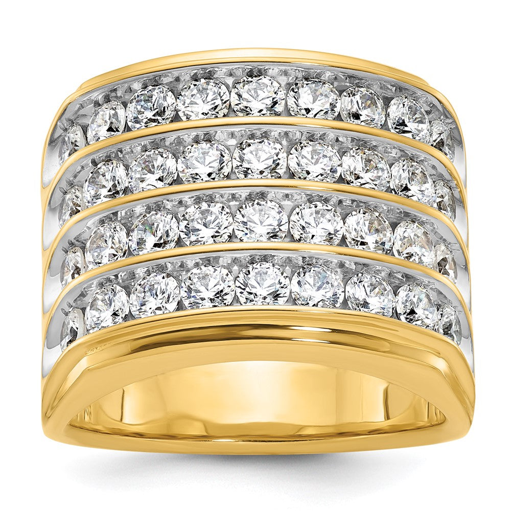 14k w/ White Rhodium 3 3/4 ct Lab Grown Dia VS/SI+ G+ 4 Row Men's Ring