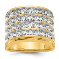 14k w/ White Rhodium 3 3/4 ct Lab Grown Dia VS/SI+ G+ 4 Row Men's Ring