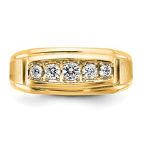 14k w/ White RH 1/2 ct Lab Grown Diamond VS/SI+ G+ 5 Stone Men's Ring