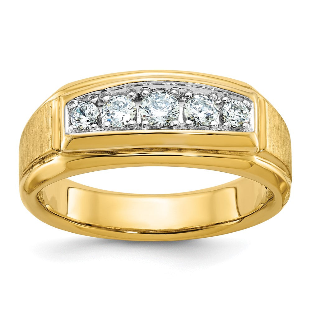 14k w/ White RH 1/2 ct Lab Grown Diamond VS/SI+ G+ 5 Stone Men's Ring