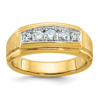 14k w/ White RH 1/2 ct Lab Grown Diamond VS/SI+ G+ 5 Stone Men's Ring